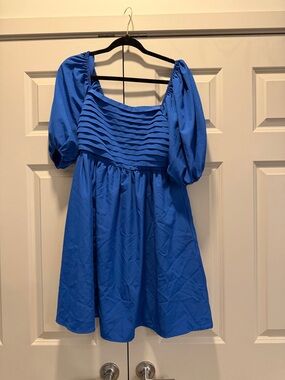 Royal Blue Puff Sleeve Mini Dress
